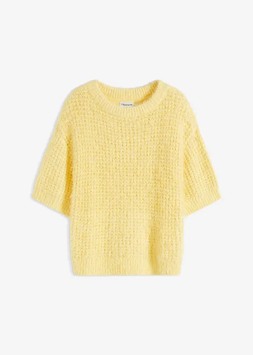Grobstrick-Pullover in gelb von vorne - bonprix