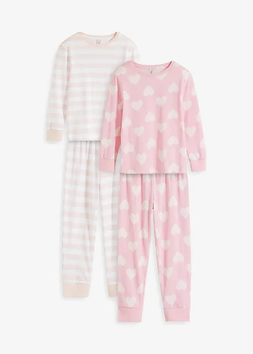 Pyjama aus reiner Bio-Baumwolle (4-tlg. Set) in rosa von vorne - bonprix