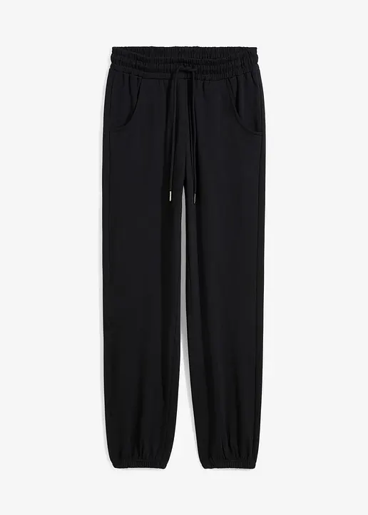 Sweathose mit Gummisaum in schwarz von vorne - bonprix