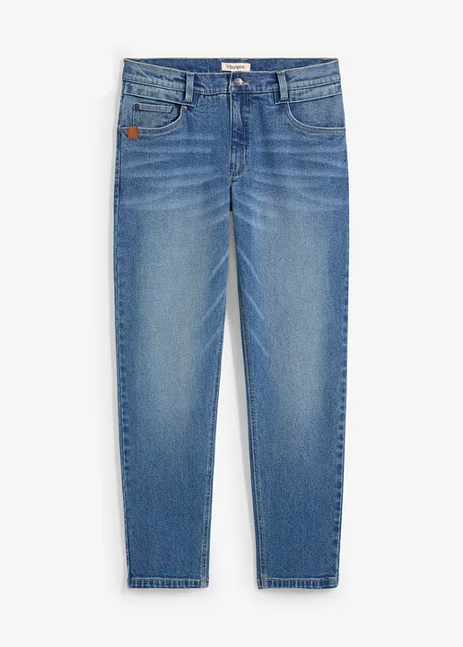 Relaxed Fit Stretch-Jeans aus schwerem, robustem Denim, Tapered in blau von vorne - bonprix