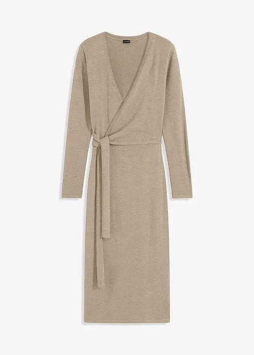 Midi-Strickkleid in beige von vorne - bonprix