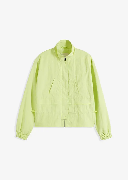 Kurze Jacke mit Taillen-Tunnelzug in grün von vorne - bonprix