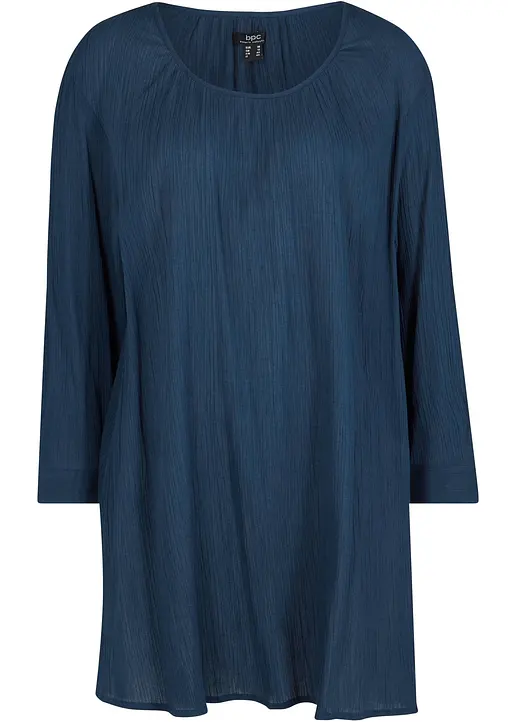 Long-Tunika aus Baumwolle in blau von vorne - bonprix