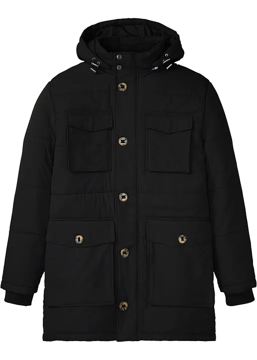 wattierter Parka in schwarz von vorne - bonprix