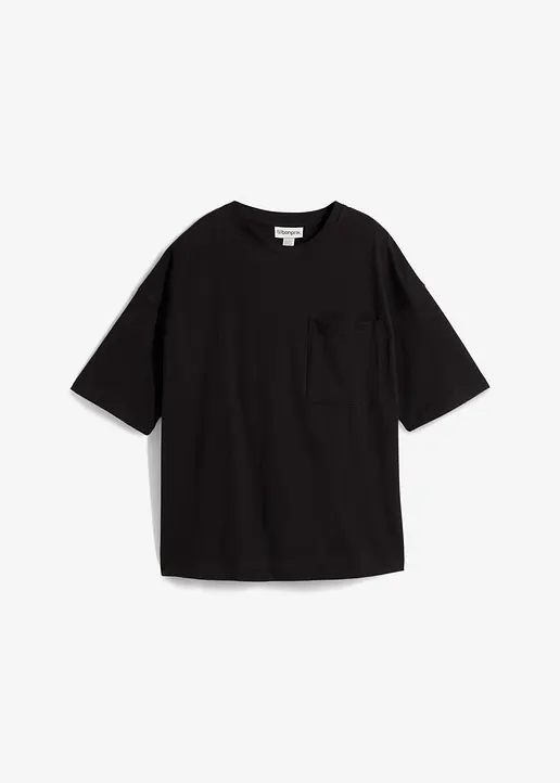 T-Shirt aus reiner Bio-Baumwolle in schwarz von vorne - bonprix