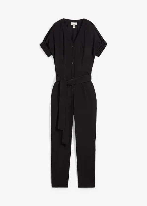 Jumpsuit in schwarz von vorne - bonprix