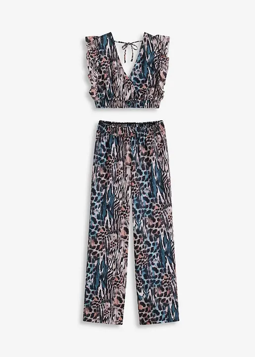 Top und Hose (2-tlg.Set) in blau von vorne - bonprix