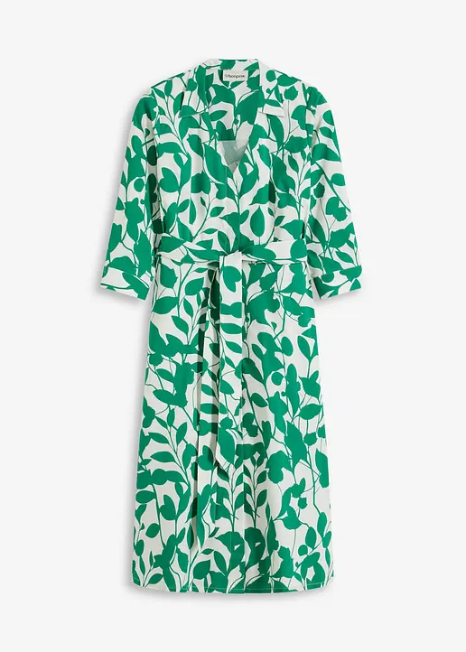 Hemdblusenkleid mit floralem Druck in weiß von vorne - bonprix