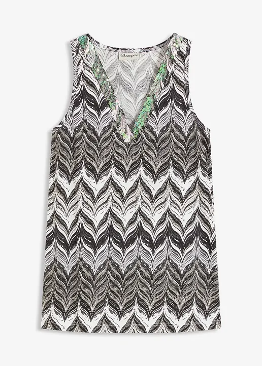 Top mit Pailetten in schwarz von vorne - bonprix