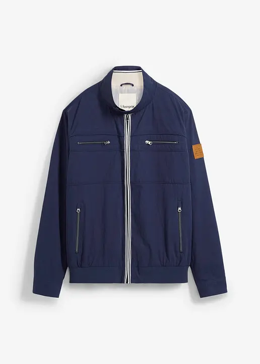Übergangsjacke mit Stehkragen in blau von vorne - bonprix