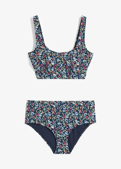 Bustier-Bikini (2-tlg.Set) mit Cut-Out in blau von vorne - bonprix
