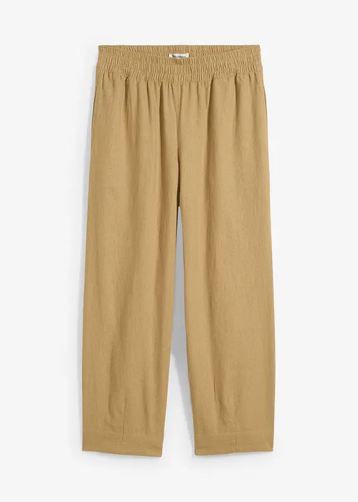 Schlupfhose mit Leinen, 7/8- Länge in braun von vorne - bonprix