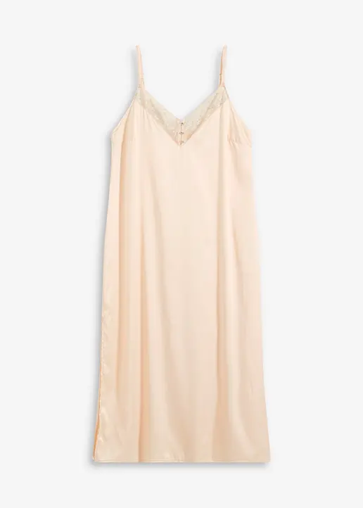 Satin Negligé in rosa von vorne - bonprix