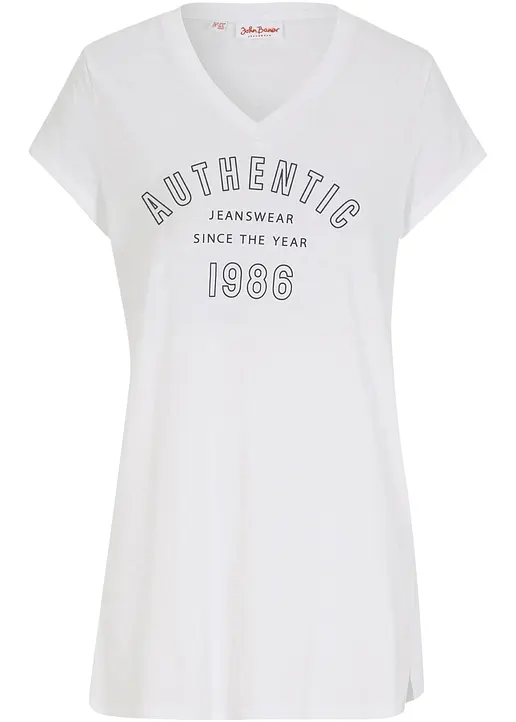 Longshirt aus reiner Bio-Baumwolle in weiß von vorne - bonprix