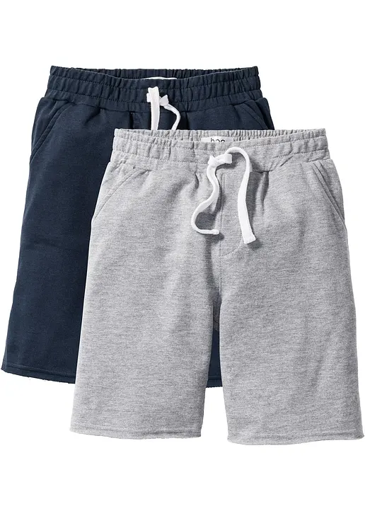 Sweat-Bermuda (2er Pack) in grau von vorne - bonprix