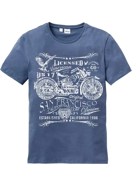 T-Shirt aus reiner Baumwolle in blau von vorne - bonprix