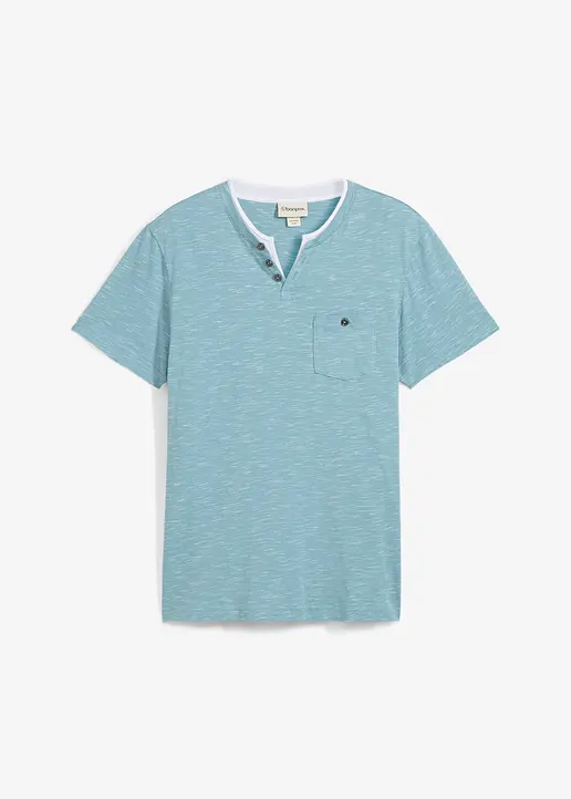 2 in 1 Shirt, Kurzarm in blau von vorne - bonprix