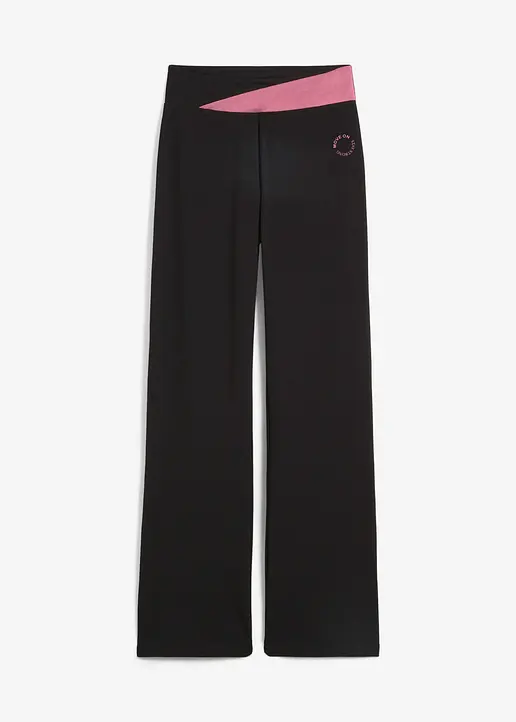 Baumwoll Sporthose mit Stretch, Bootcut in schwarz von vorne - bonprix