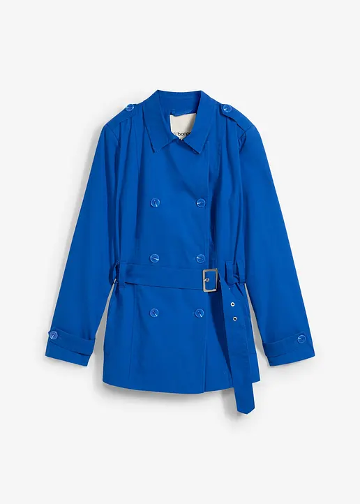 Kurzer Trenchcoat in blau von vorne - bonprix
