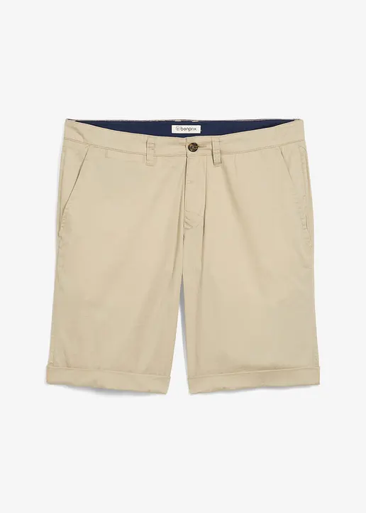 Chino-Bermuda aus reiner Baumwolle, Regular Fit in grau von vorne - bonprix