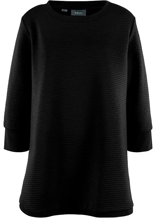 Langes Sweatshirt mit Viskose in schwarz von vorne - bonprix