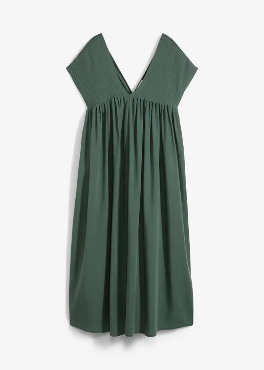 Kaftan-Kleid aus fließendem Lyocell in grün von vorne - bonprix