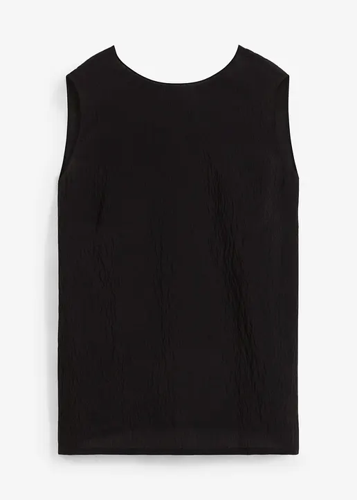 Blusentop aus Crinkle-Viskose-Mix in schwarz von vorne - bonprix