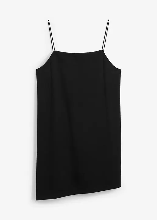 Asymmetrisches Spaghettiträger-Top aus Viskose-Mix in schwarz von vorne - bonprix