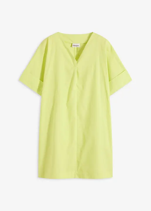 Tunika-Kleid aus reiner Bio-Baumwolle in gelb von vorne - bonprix