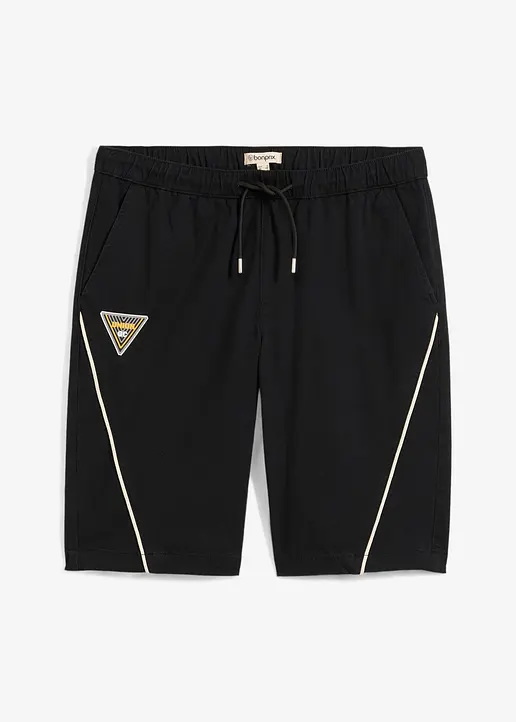 Feste Stretch-Schlupfbermuda, Loose Fit in schwarz von vorne - bonprix