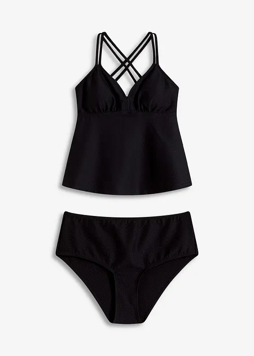 Tankini (2-tlg.Set) aus Strukturware in grau von vorne - bonprix