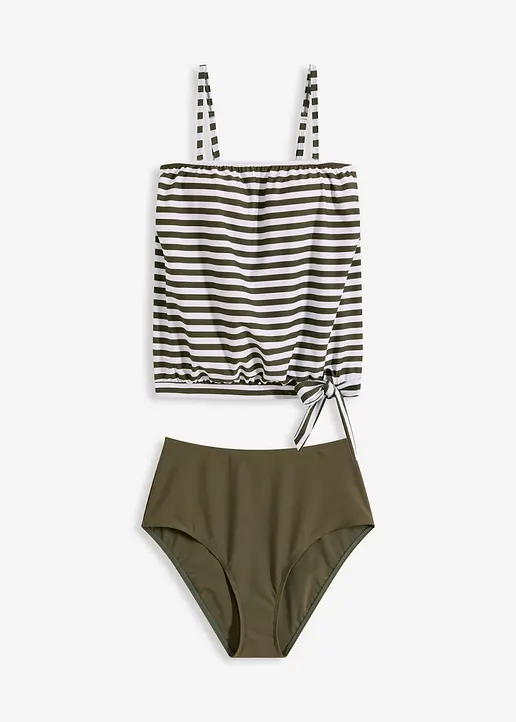 Oversize-Tankini (2-tlg.Set) mit abnehmbaren Trägern in grün von vorne - bonprix