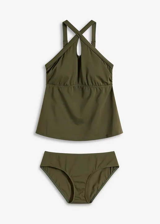 Tankini (2-tlg.Set) mit gekreuzten Trägern in grün von vorne - bonprix