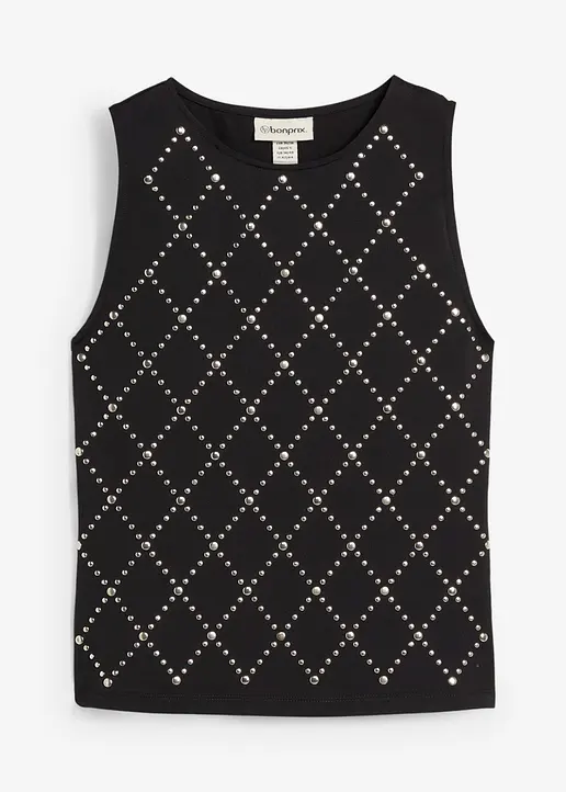 Tanktop mit Nieten in schwarz von vorne - bonprix