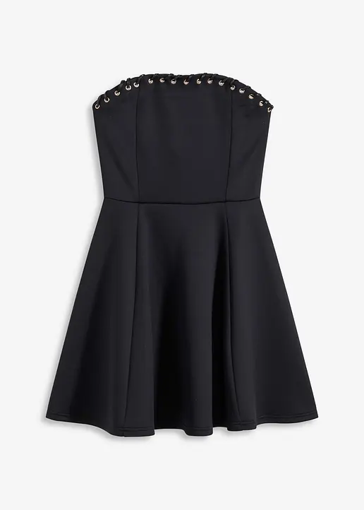 Kleid mit Ketten-Detail in schwarz von vorne - bonprix