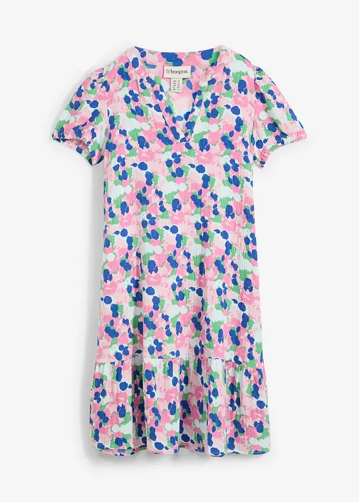 Kleid aus weichem Musselin in weiß von vorne - bonprix