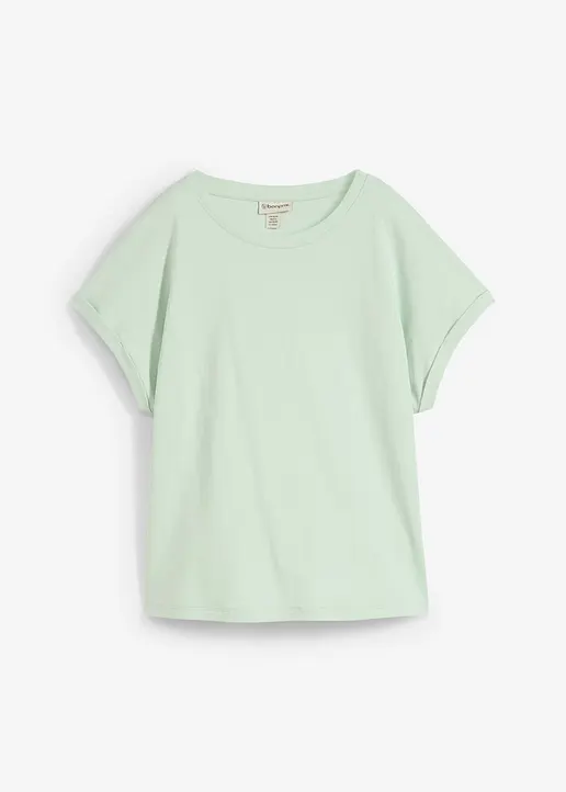 Vokuhila-Shirt aus schwerem Baumwoll-Jersey in grün von vorne - bonprix