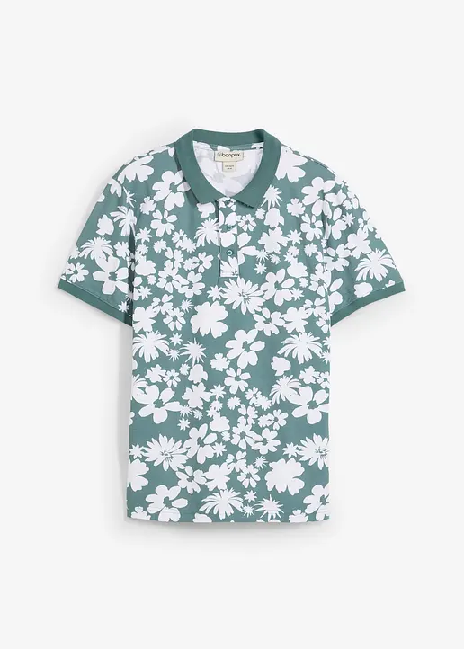 Piqué-Poloshirt aus reiner Bio-Baumwolle in grün von vorne - bonprix