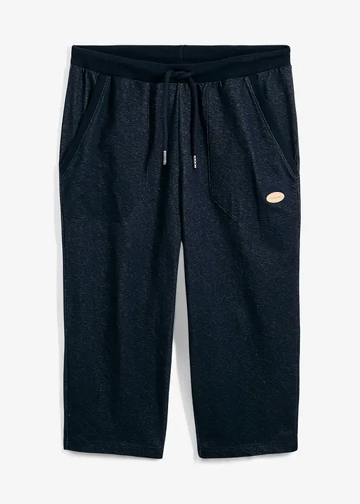 3/4 Sweathose in Denimoptik mit Komfortbund in blau von vorne - bonprix