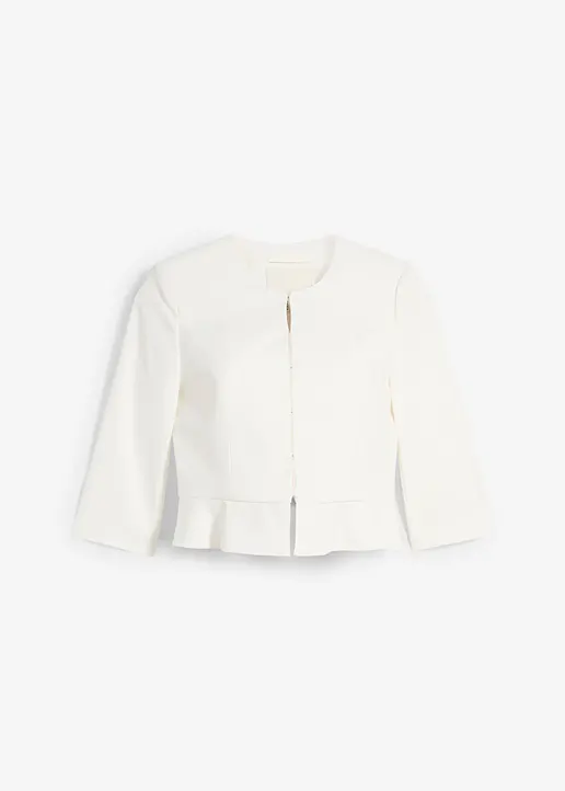 Kurzer Umstandsblazer aus Satin in weiß von vorne - bonprix