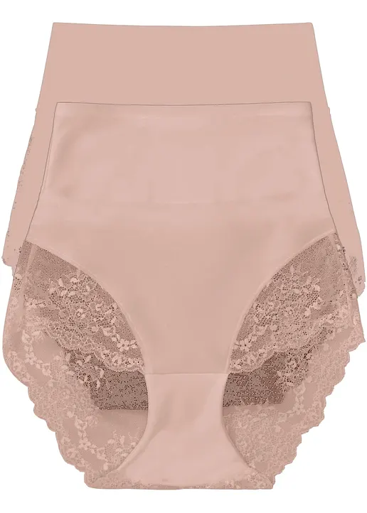 Lasercut Shape Panty mit ​mittlerer Formkraft (2er Pack) in beige von vorne - bonprix