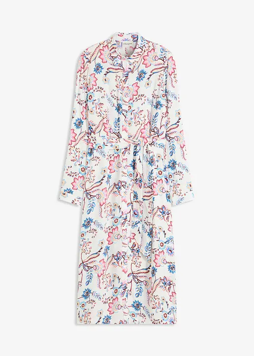 bedrucktes Blusenkleid aus fließender Viskose in weiß von vorne - bonprix