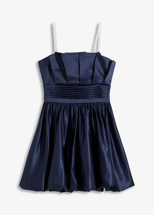 Ballonkleid aus glänzendem Satin in blau von vorne - bonprix