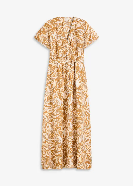 bedrucktes Maxikleid aus Viskose-Mix in weiß von vorne - bonprix