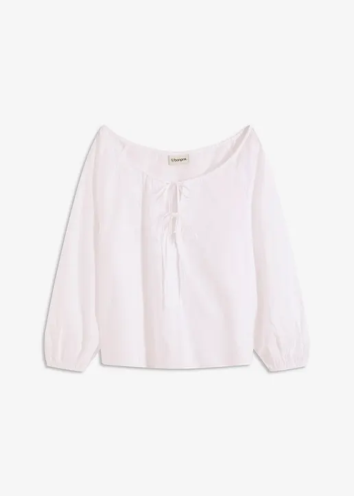 Bluse aus reiner Bio-Baumwolle in weiß von vorne - bonprix