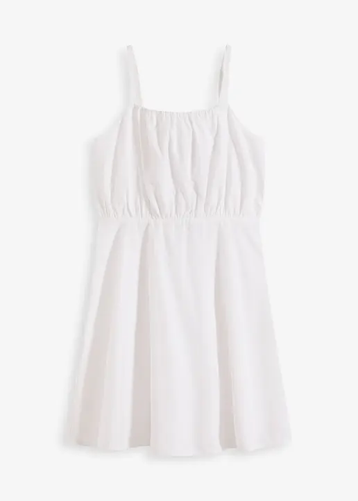 Minikleid aus reiner Bio-Baumwolle in weiß von vorne - bonprix