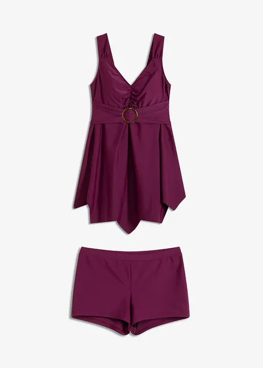 Long-Tankini mit breiten Trägern (2-tlg.Set) in lila von vorne - bonprix
