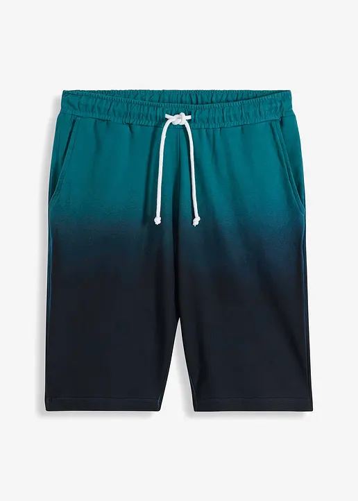 Sweat-Bermuda mit Farbverlauf in petrol von vorne - bonprix