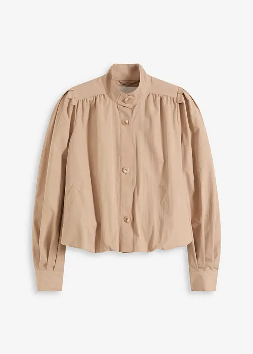 Jacke mit Ballonsaum in beige von vorne - bonprix