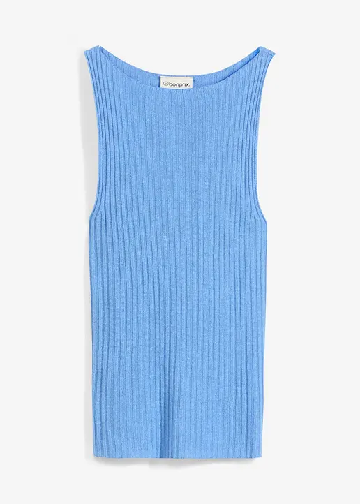 Figurbetontes Stricktop aus Viskose-Mix in blau von vorne - bonprix